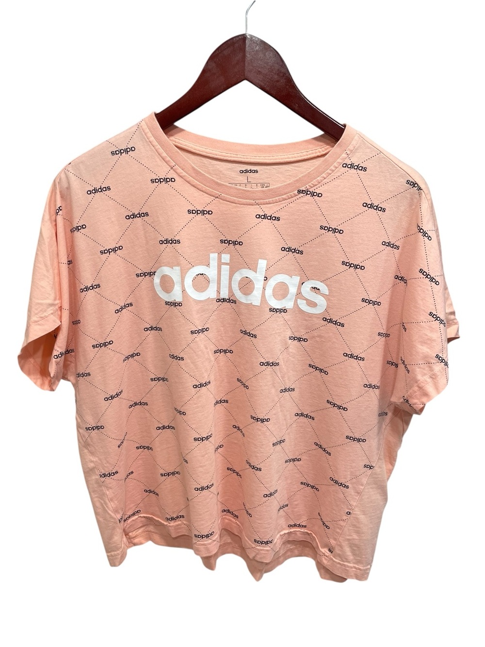 Adidas Graphic Cropped Boxy Tee w/ Adidas Print Pattern Size Large